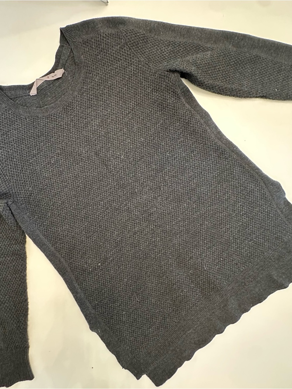 Athleta Charcoal Crewneck Textured Knit Sweater
